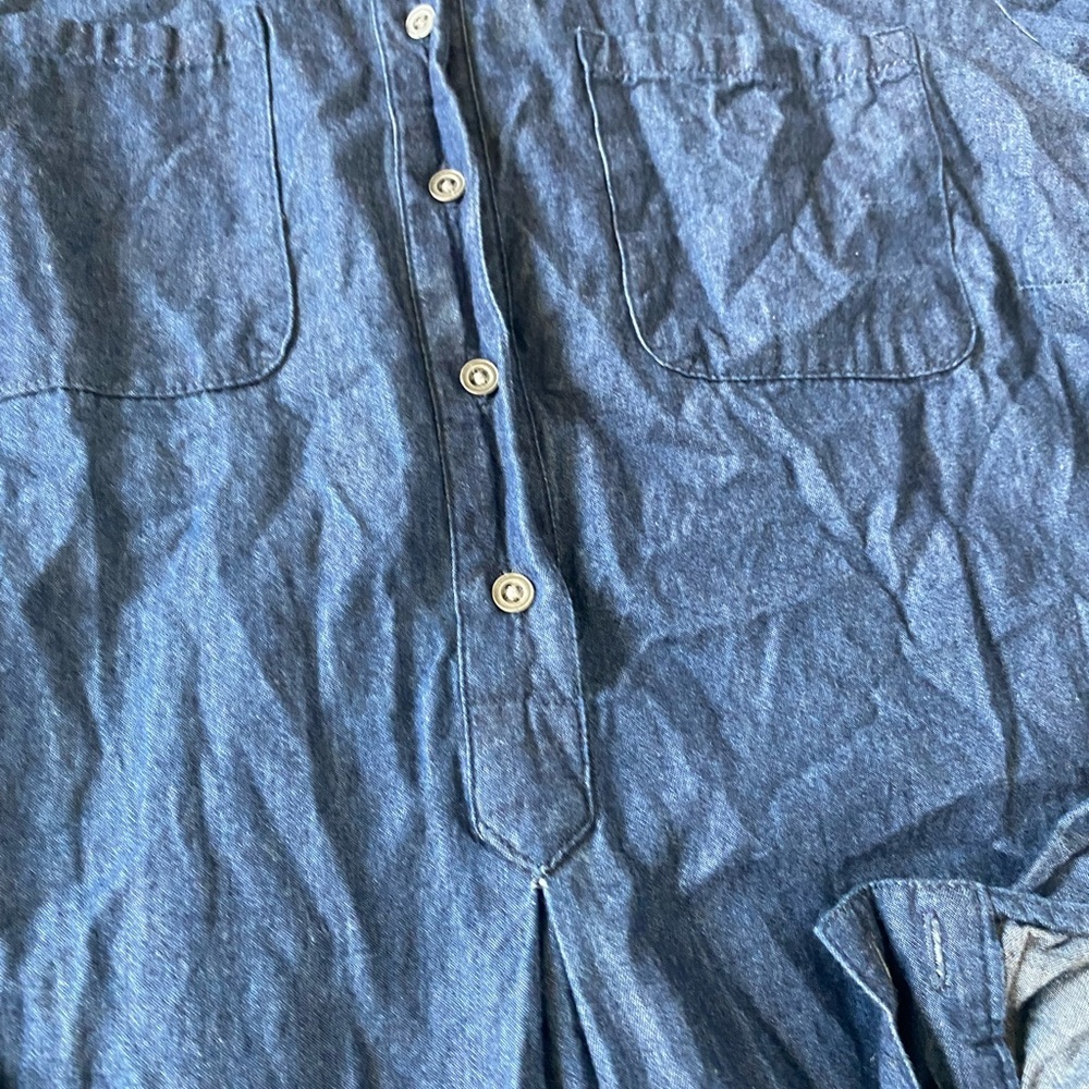 OLD NAVY Womens Tall Large Blue Button-Up Shirt Dress - Picture 3 of 6